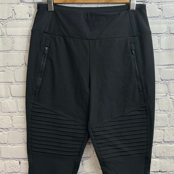 Athleta Black Headlands Hybrid Moto Tights Small Activewear Riding Biker Stretch - Picture 2 of 8